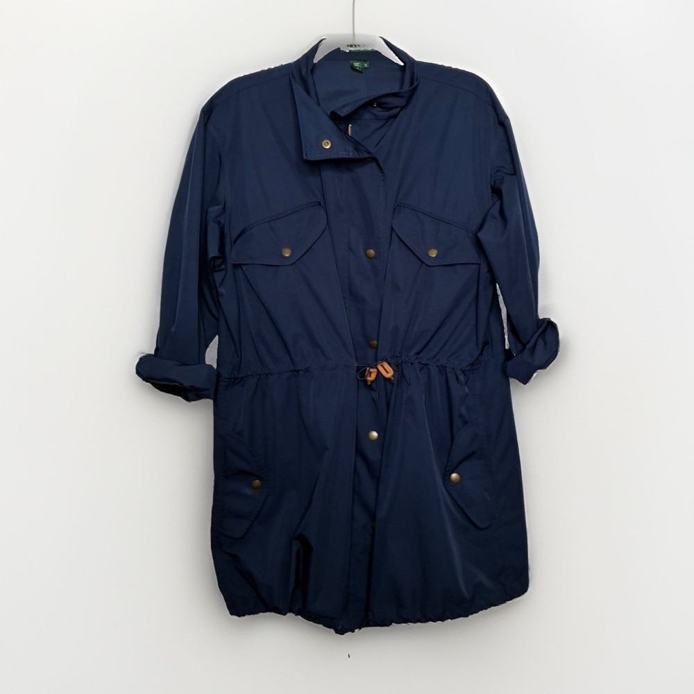Ralph Lauren Jacket Women XL Blue LRL Zip Snap Trench Peacoat Windbreaker 0454 - Picture 2 of 16